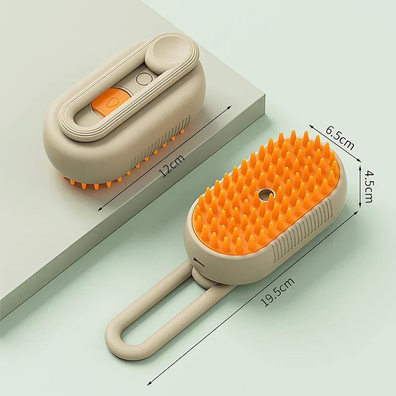 Fluffs 3-in-1 Electric Steam Cat Grooming Brush with Water Spray and Massage Function for Hair Removal