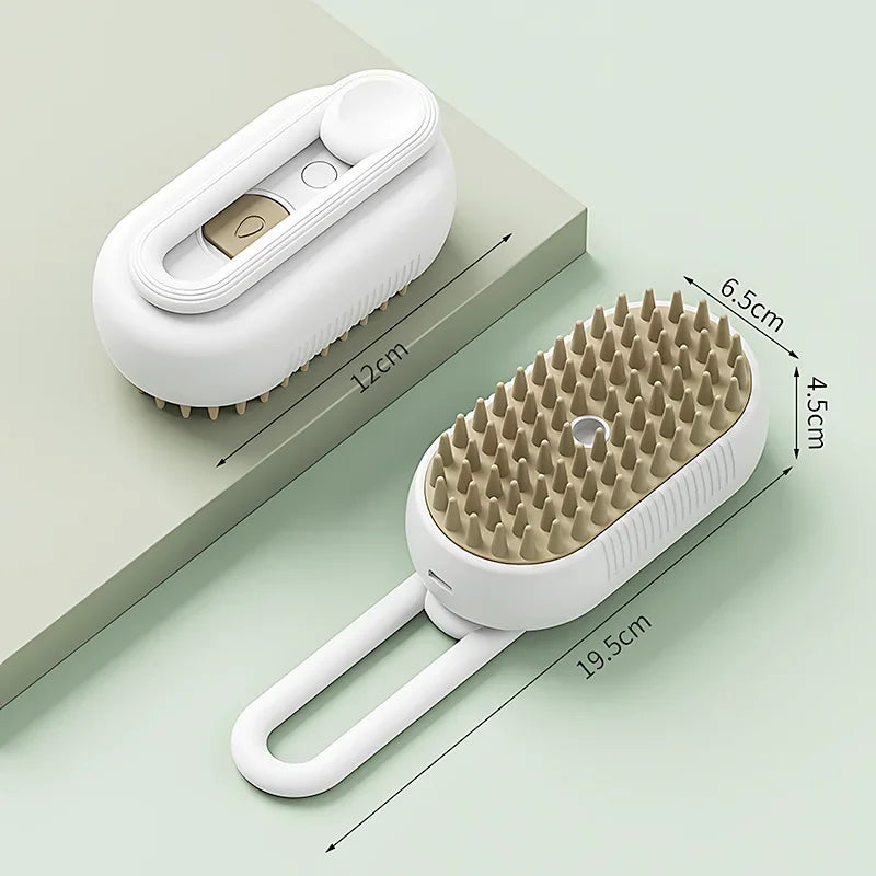 Fluffs 3-in-1 Electric Steam Cat Grooming Brush with Water Spray and Massage Function for Hair Removal